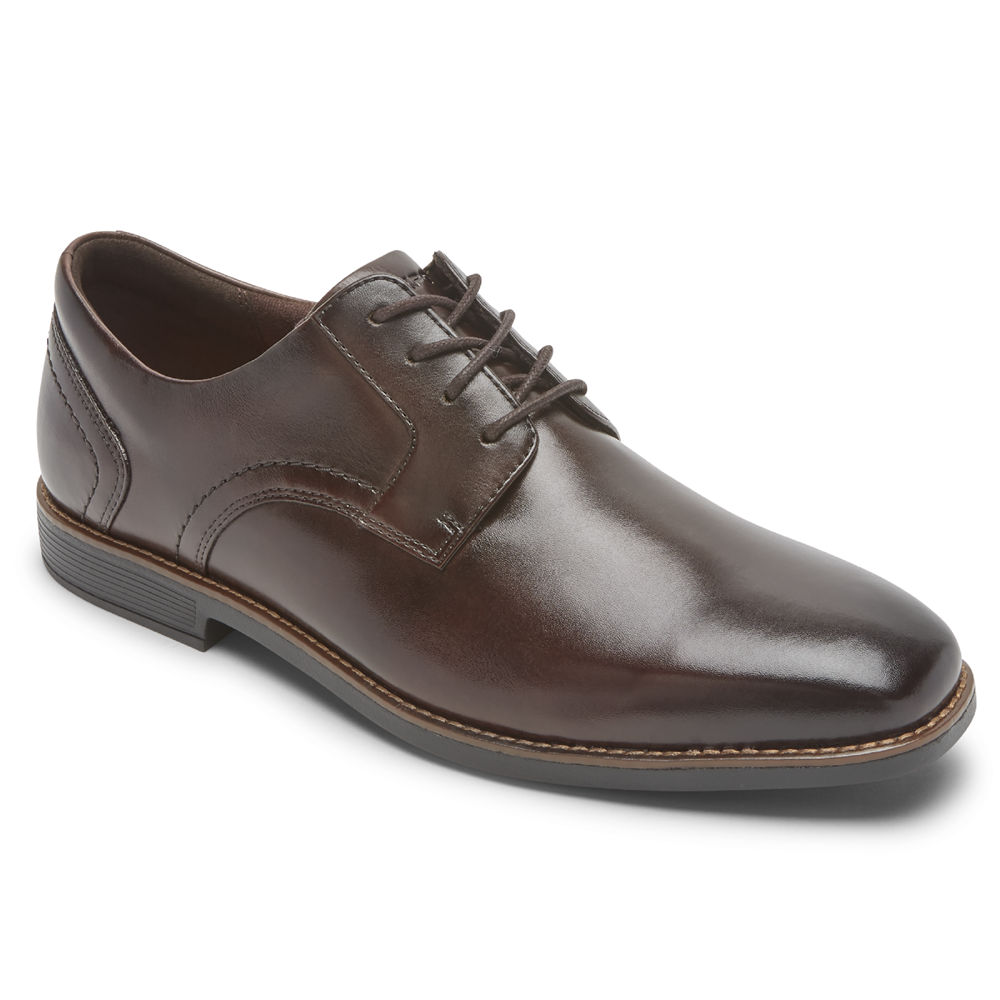 Rockport Lace Up For Mens Dark Brown - Slayter Plain Toe Shoe - HB4581326